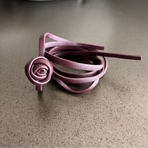 Zara Burgundy Leather Rose Choker Necklace